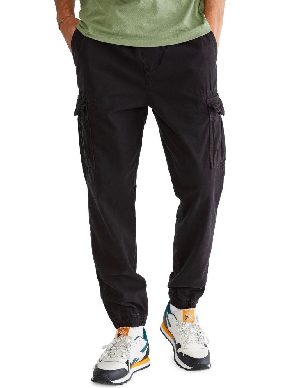 Aeropostale Jogger Pants Mens 2XL Black Cotton Twill Elastic Cuff Drawstring
